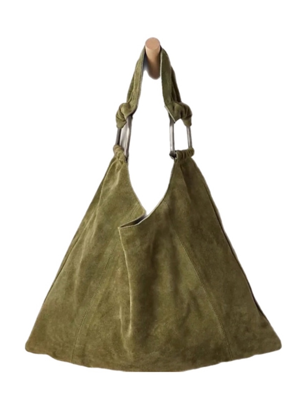 Free People Bobbi Slouch Suede Tote Olive Khaki New With Tags